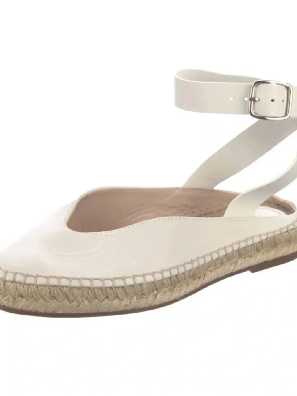 Stuart Weitzman White Leather Toga Ankle Wrap Espadrille Flats Size 8.5 M